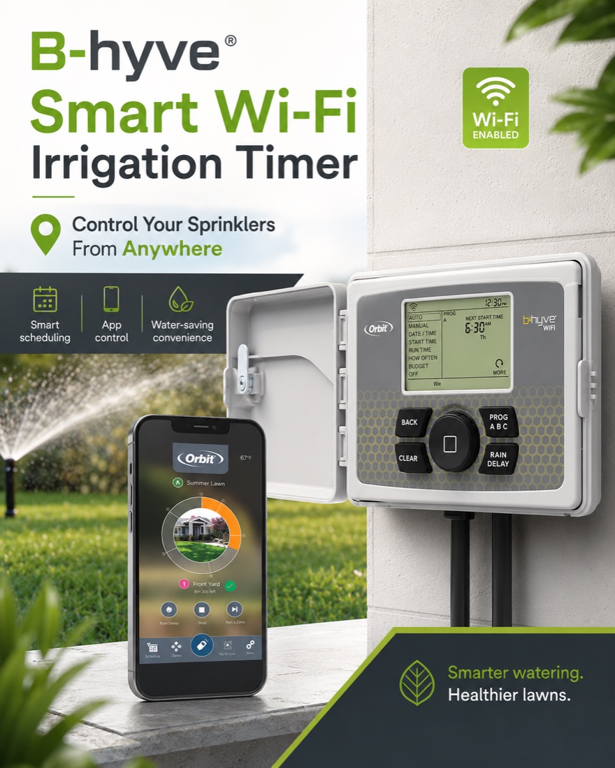 Smart Wi-Fi irrigation controller installed in Ponte Vedra Beach — Orbit B-hyve timer with phone app control